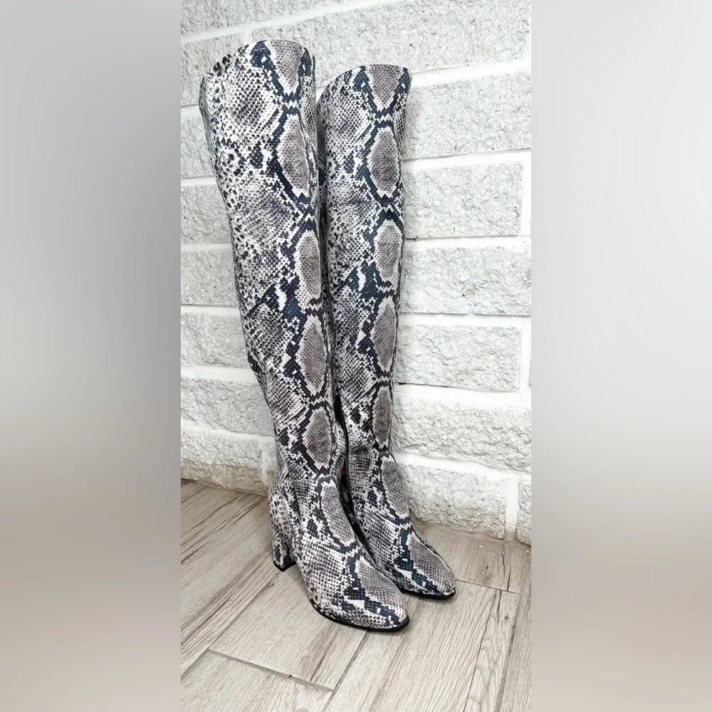 Marc Fisher Darton Over The Knee Boots Snakeskin | OTK Block Heel | Size 7